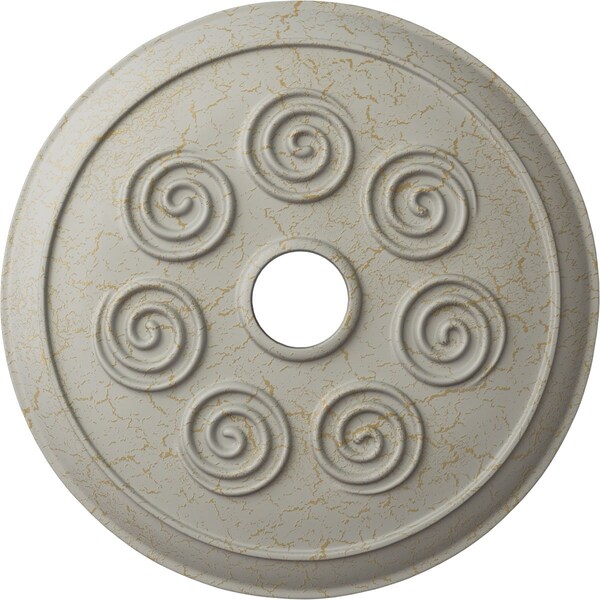 Ekena Millwork Spiral Ceiling Medallion (Fits Canopies up to 4"), 25 1/4"OD x 4"ID x 2"P, Pot of Cream Crackle CM25SPPCC - main